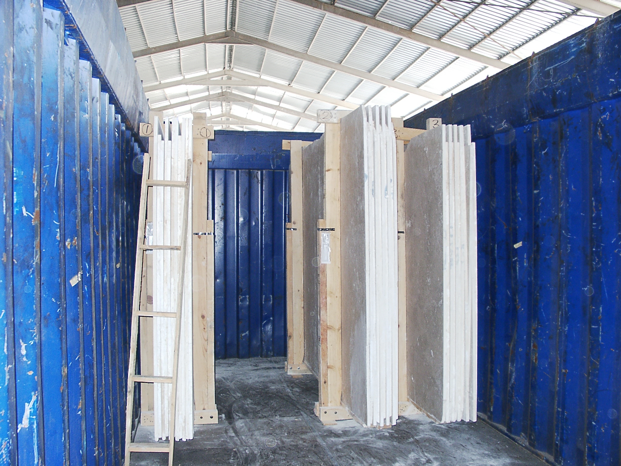 turco classico travertine slabs loaded in open top containers