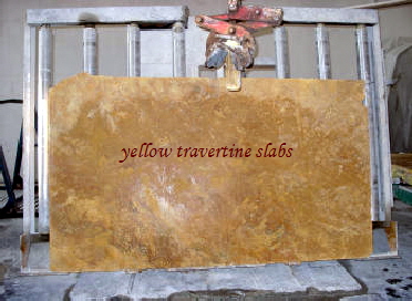 yellow travertine slabs