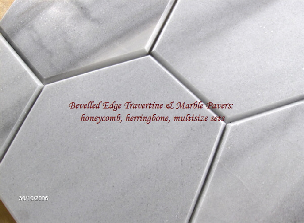 bevelled edge travertine & marble pavers